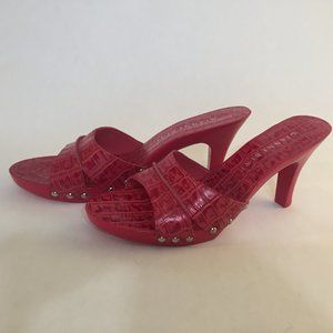 New Slide Sandal with Heel - Fuschia